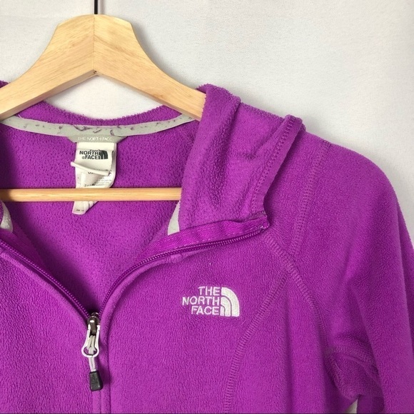 The North Face Purple Light Fleece Full Zip Hooded Jacket XS - Picture 3 of 5